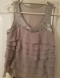 Silver Sequin tank top blouse